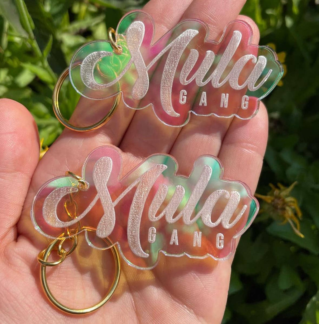 Custom Business Logo/Phrase Iridescent Keychains