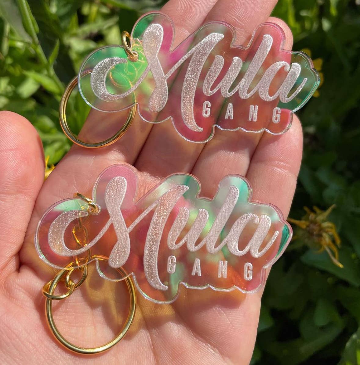 Custom Business Logo/Phrase Iridescent Keychains
