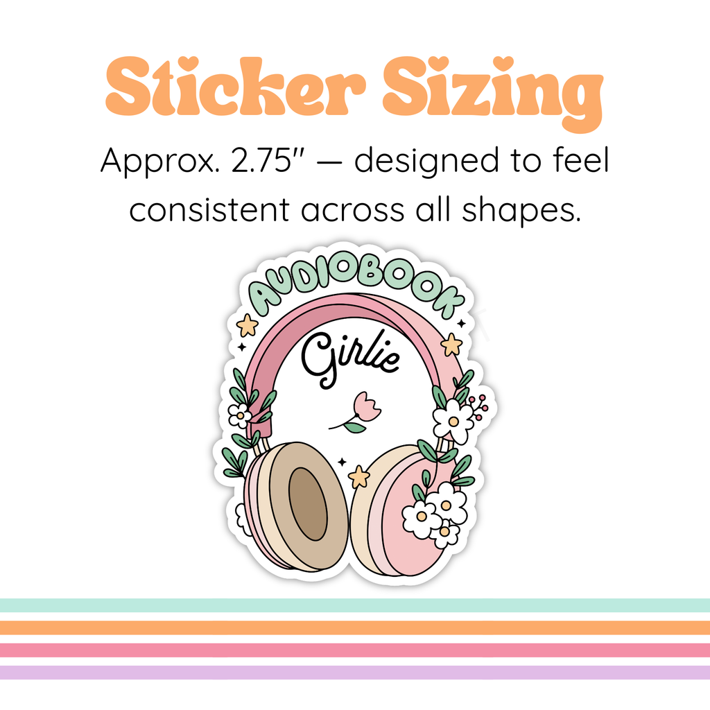 Audio Book Girlie Vinyl Sticker | Spring Bookish Gift