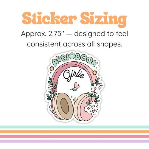 Audio Book Girlie Vinyl Sticker | Spring Bookish Gift