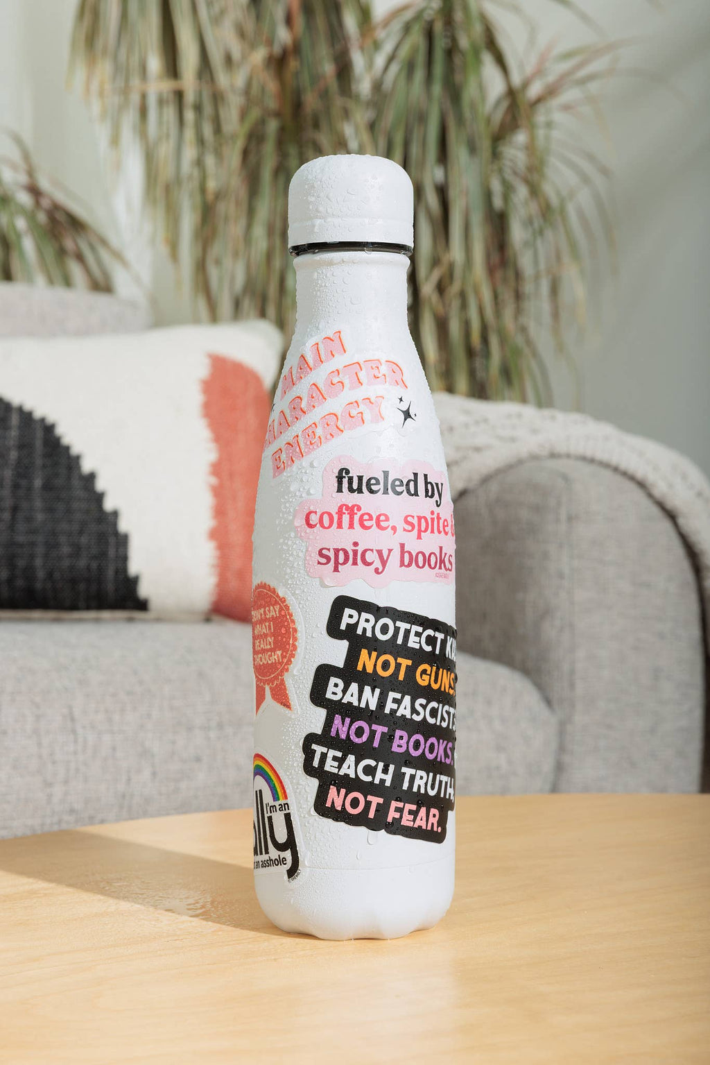 Fueled by Coffee, Spite & Spicy Books Sticker—Bookish Decal