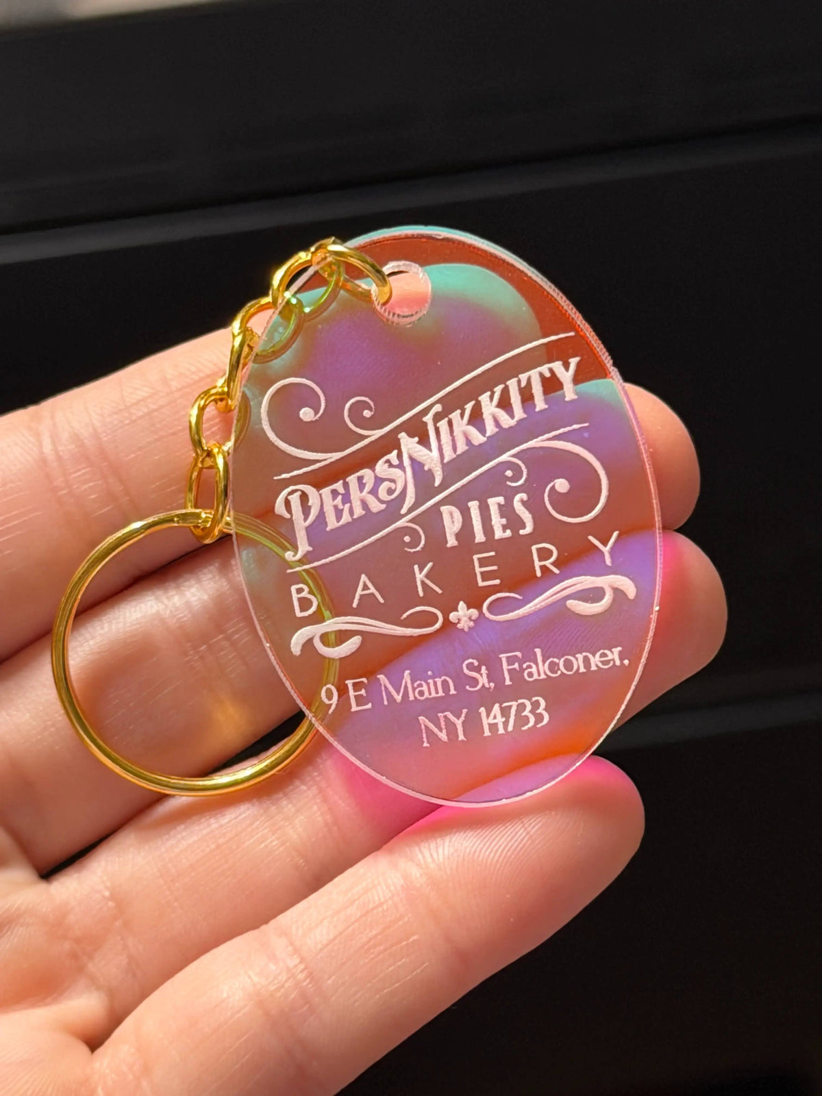 Custom Business Logo/Phrase Iridescent Keychains