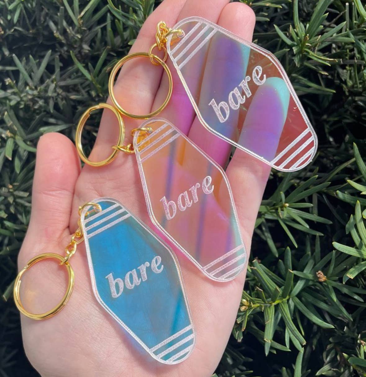 Custom Business Logo/Phrase Iridescent Keychains