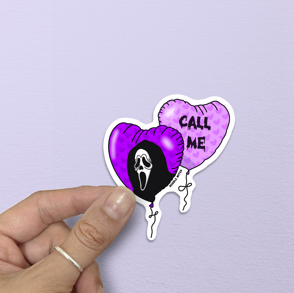 Call Me Sticker, 90s Ghostface Scream Sticker