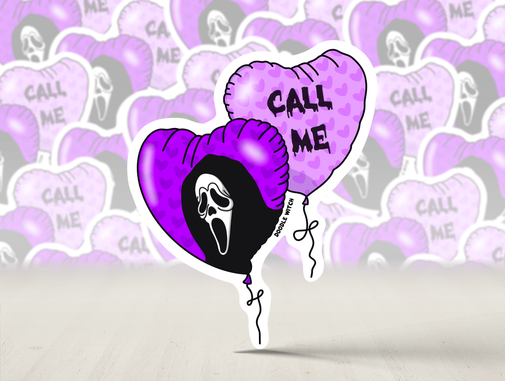 Call Me Sticker, 90s Ghostface Scream Sticker