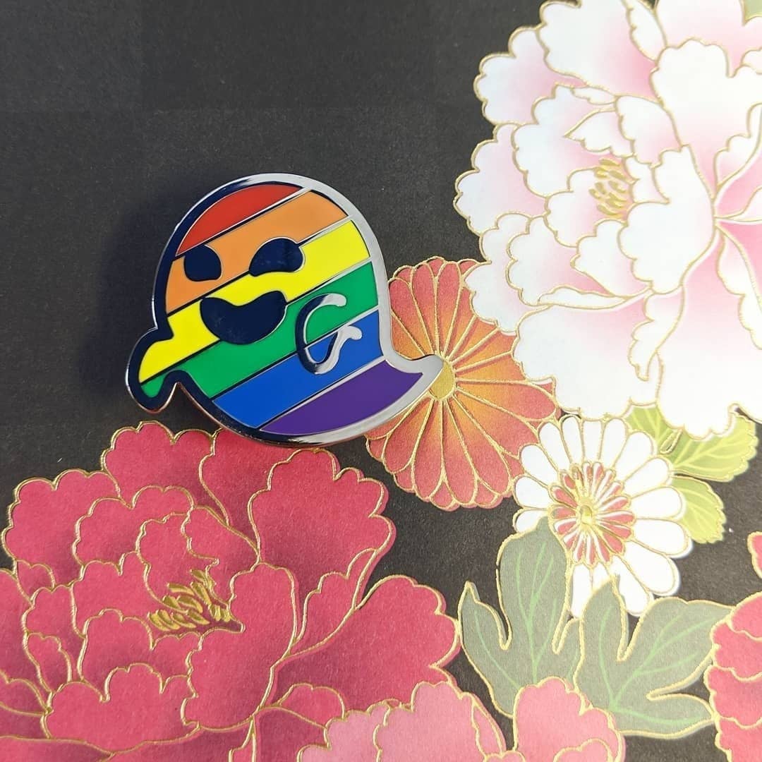 Gaysper - gay, queer pride, LGBTQIA+ ghost enamel pin