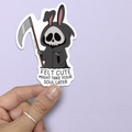 Felt Cute Bunny Grim Reaper Coffee Sticker