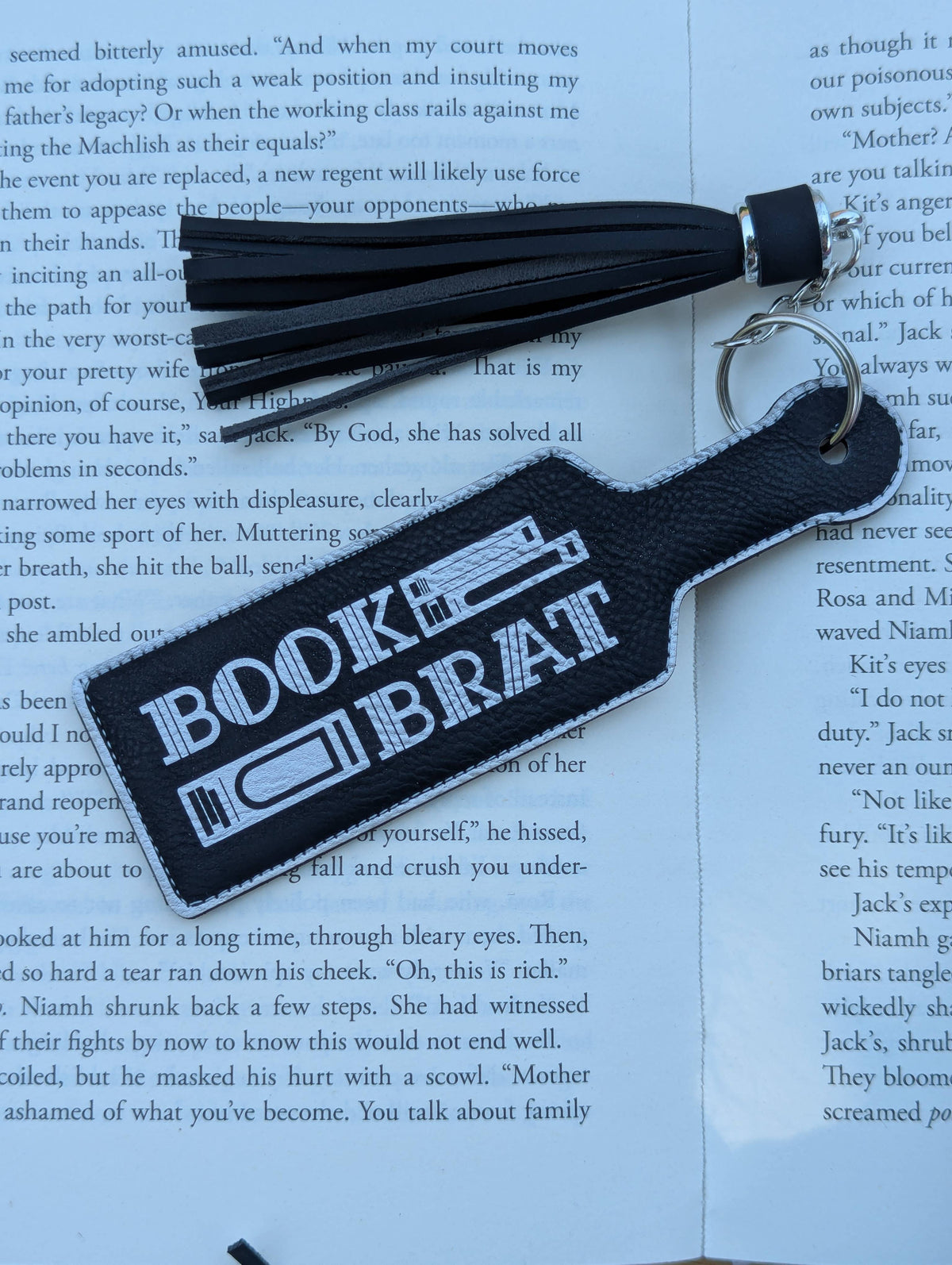 Bookish Book Brat Paddle Faux Leather Bookmark & Keychain