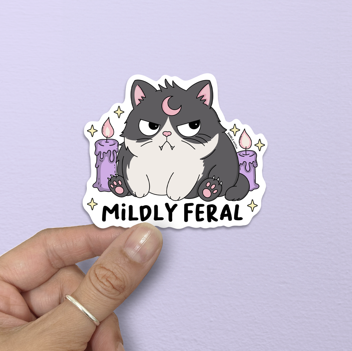 Milldly Feral Cat, Cat Lover Sticker
