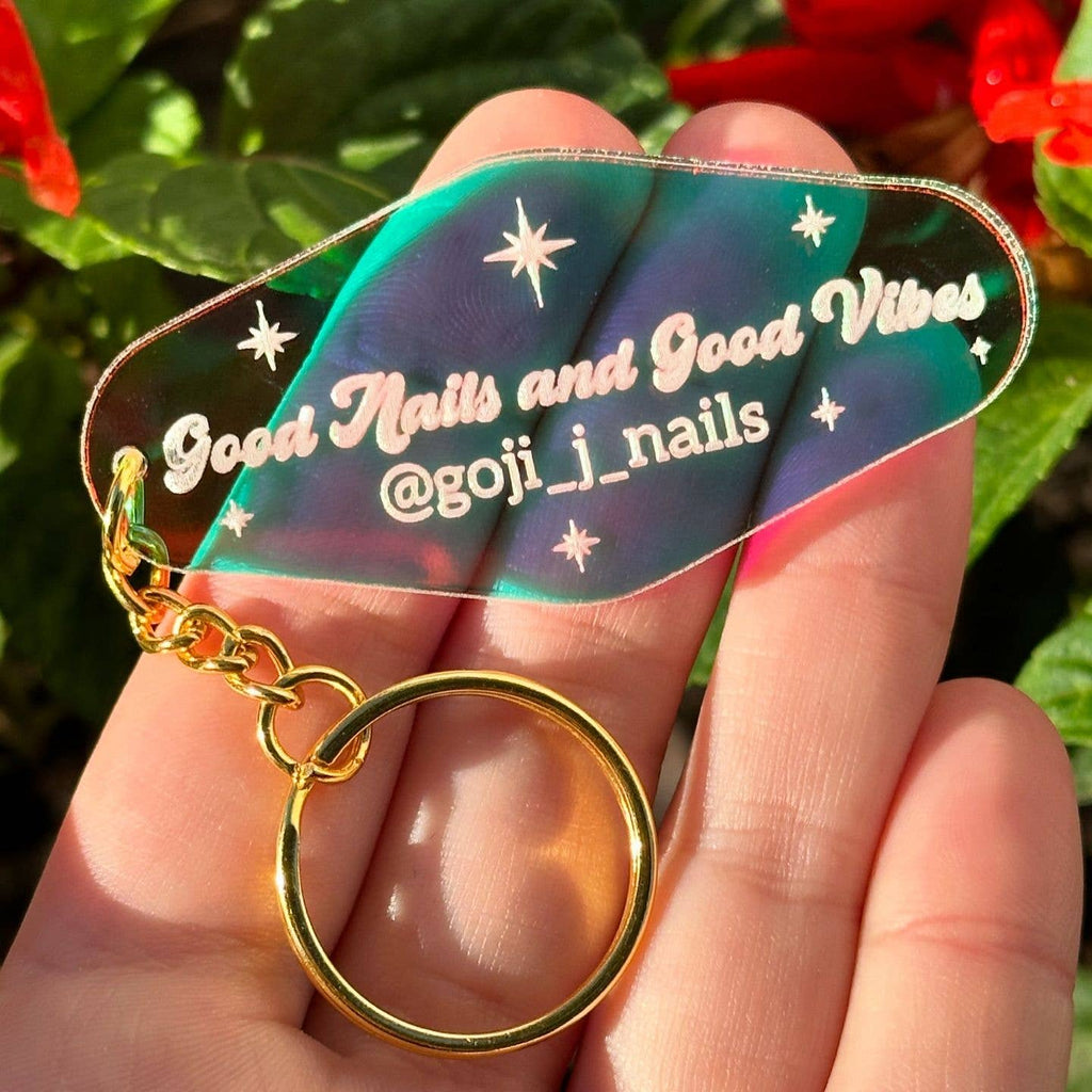Custom Business Logo/Phrase Iridescent Keychains