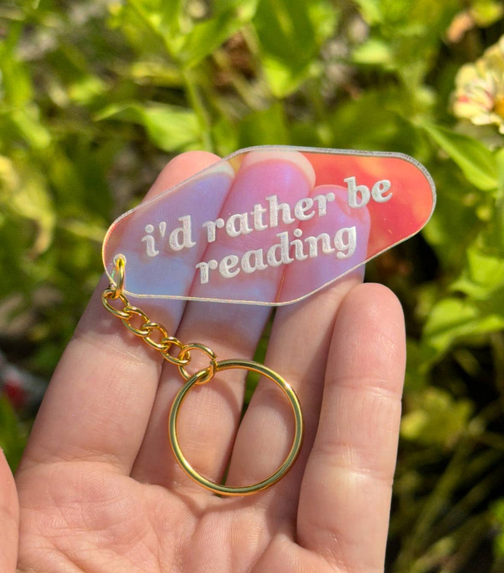 I'd Rather Be Reading Motel Iridescent Keychain