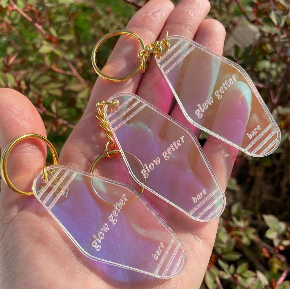 Custom Business Logo/Phrase Iridescent Keychains