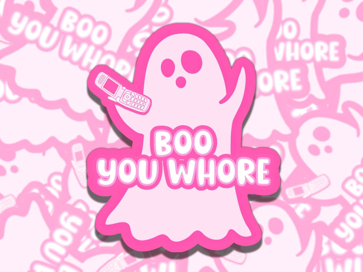 Cute Pink Ghost Spooky Waterproof Vinyl Sticker