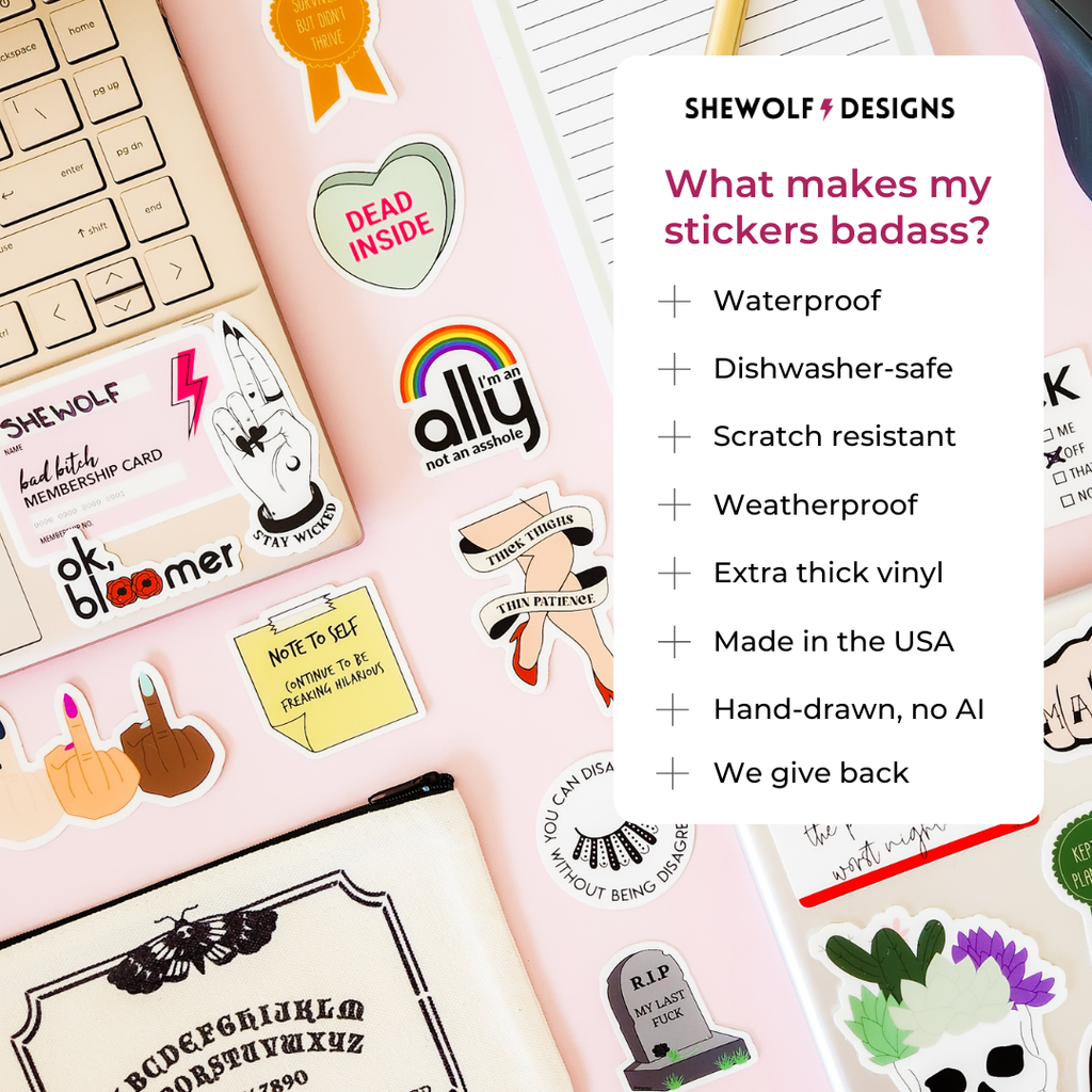Fueled by Coffee, Spite & Spicy Books Sticker—Bookish Decal
