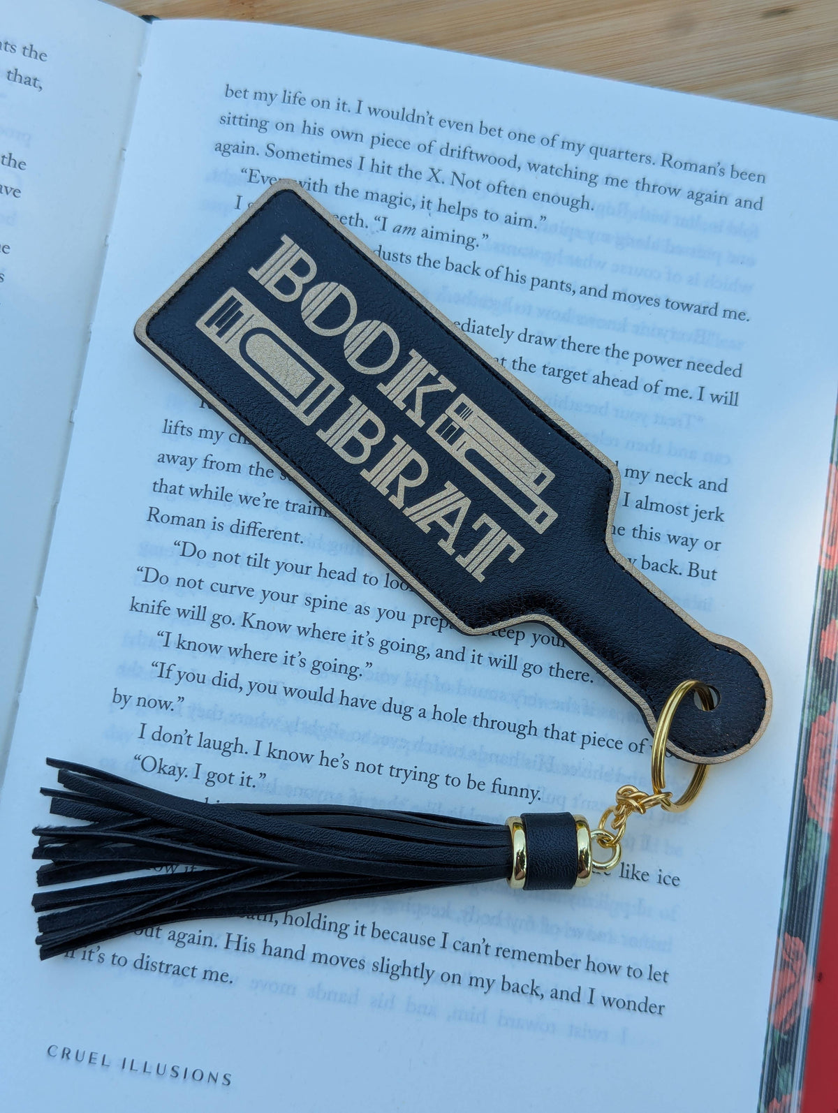 Bookish Book Brat Paddle Faux Leather Bookmark & Keychain