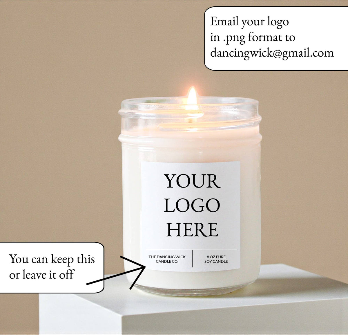 Custom Logo Glass Candle | 4 oz, 8 oz, 16 oz